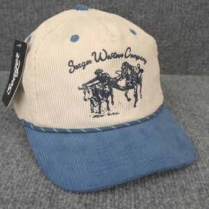 Seager Hat Cap Snap Back Mens White Blue Los Rios Corduroy Western Ranch Rodeo